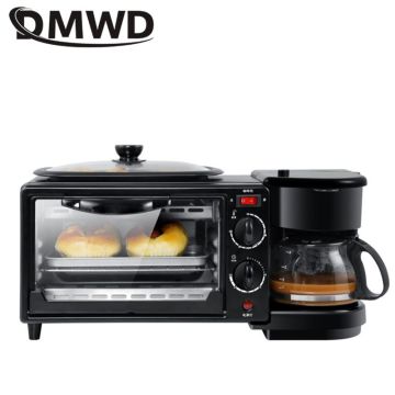 DMWD 3 In 1 Electric Breakfast Machine 220V Toaster Oven Home Coffee Maker Pizza Egg Tart Oven Frying Pan Bread Maker