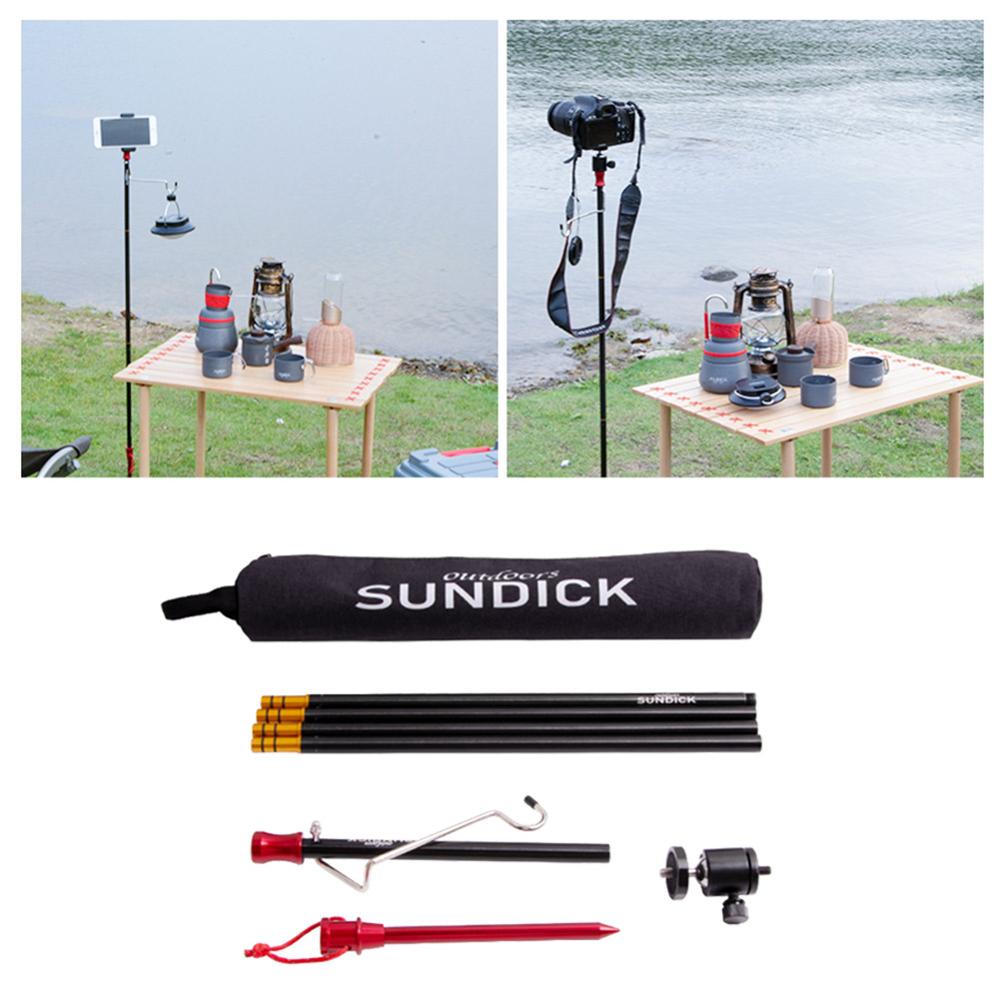 SUNDICK Outdoor Folding Lamp Pole Hanging Light Fixed Holder Camp Fishing Portable Aluminum Alloy Tent Table Hanging Light