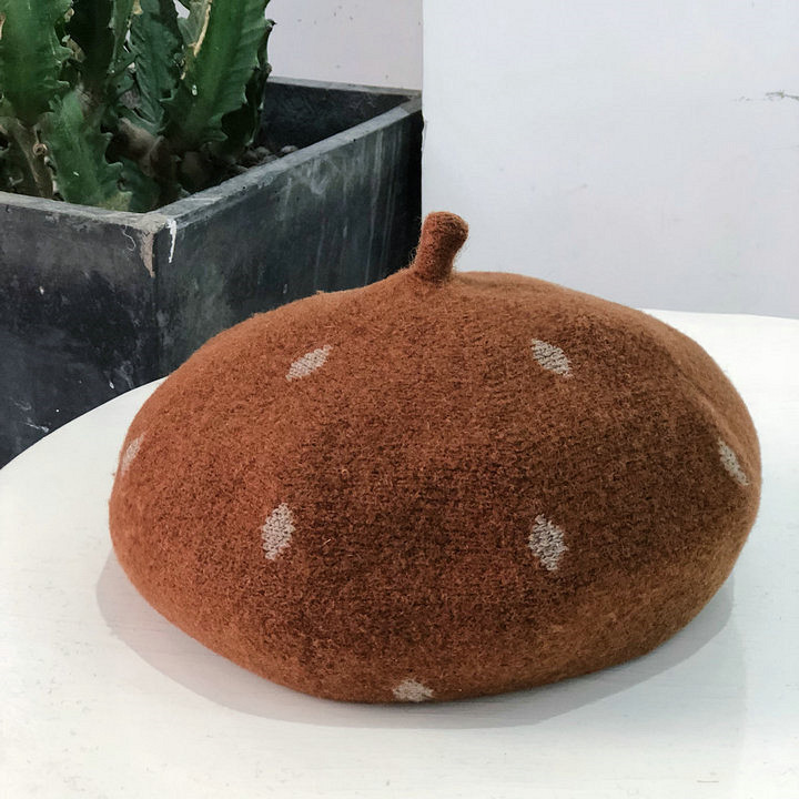 2018 New Autumn and Winter Wool Warm Berets Female Korean Thickened Small Fresh Pumpkin Cap Solid Fashion Bud Painter Hat