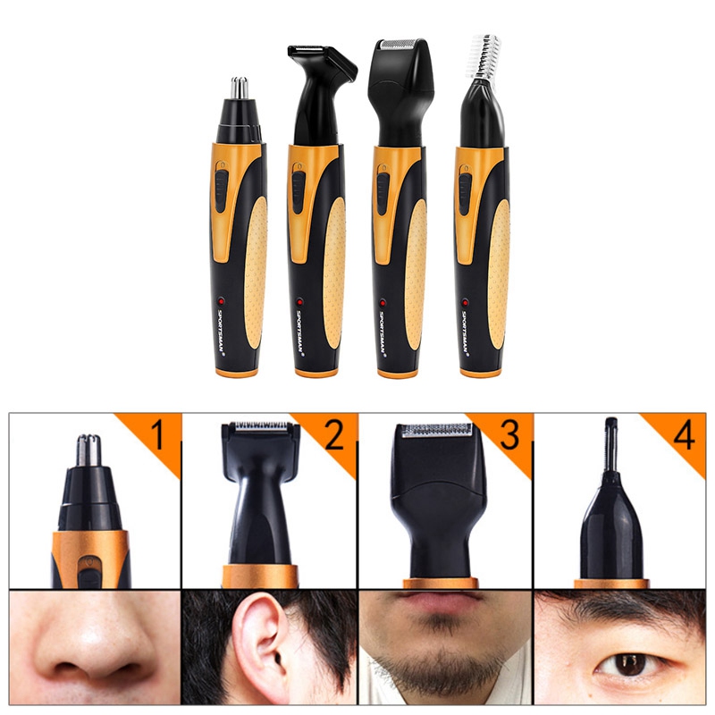 4 in 1 Rechargeable Nose Ear Hair Trimmer Set Wireless Men Cutter Beard Shaver USB Hair Removal Eyebrow Trimmer Trymer Do Nosa
