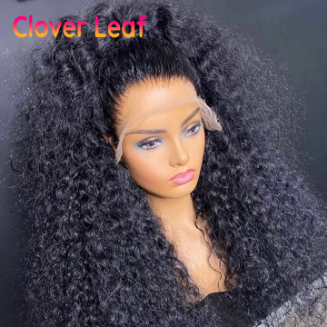 Clover Leaf Kinky Curly Lace Front Wig Remy 360 Lace Frontal Wig 150% Brazilian 13X4 Lace Front Human Hair Wig 4x4 Closure Wig