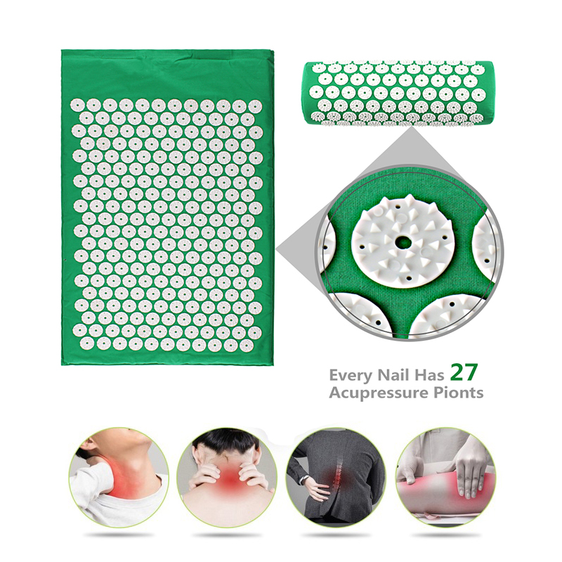 Massager Cushion Acupuncture Sets Relieve Stress Back Body Pain Spike and Relaxation Massager Yoga Mat with Pillow Women&Men