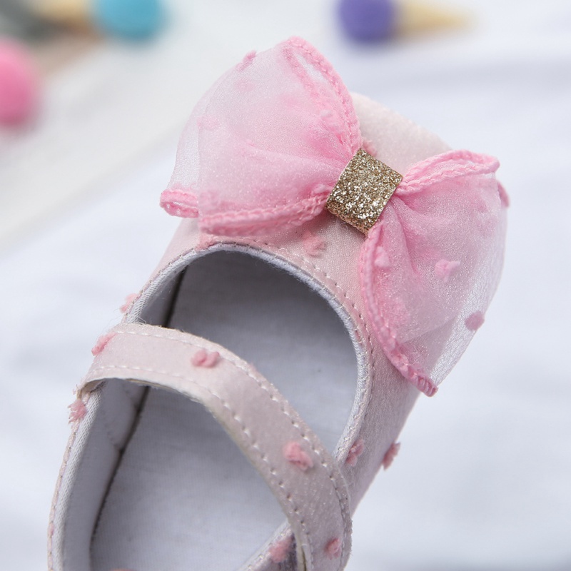 Baby Shoes Baby Girl Soft Shoes Shallow Princess First Walkers Cute Mesh Bow Non-slip Fashion Crib Prewalkers Shoe12