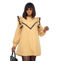 Autumn Sexy African Women O-neck Long Sleeve Solid Color Plus Size Mini Dress African Dresses for Women American Clothing