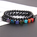 Black Onyx Bracelets Men Natural 8mm Chakra Stone Beads Bracelet For Women Reiki Prayer Health Balance Femme Bracelet Jewelry