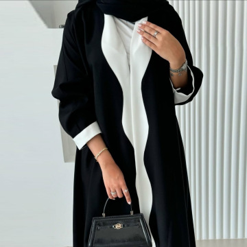 Elegant Black Dubai Femmes Open Abaya for Women