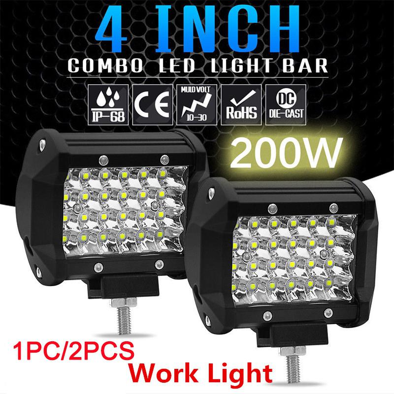 2PCS 200W 4" LED Combo Work Light Bar Spotlight Off-road Driving Fog Lamp for Truck Boat 12V 24V Headlight for ATV Led Bar