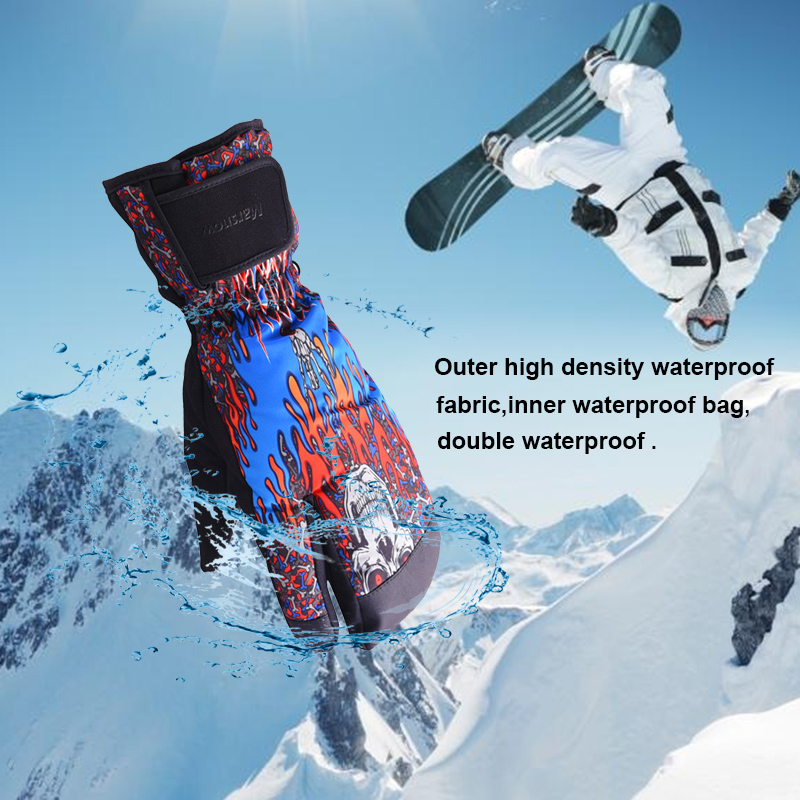 SG709 Professional Waterproof Snowboard Ski Gloves Winter Warm 3 Finger Snow Mittens For Men Women Skiing Motorcycle Snowmobile