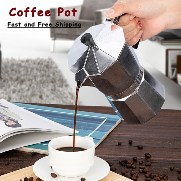 Aluminum Mocha Latte Coffee Maker Moka Espresso Cafeteira Percolator Pot 1cup/2cup/3cup/6cup/9cup/12cup Stovetop Coffee Maker