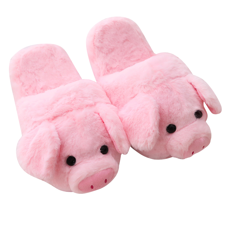 Dropshipping Cute Womens Warm Stuff Animal Slippers Funny Slippers Furry Pink Pig Slippers House Shoes