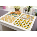 1 Pcs Table Mat Geometric Printed Yellow Blue Red Mandala Styles Placemat Linen Tablewear Pad Home Dinning Table Decor