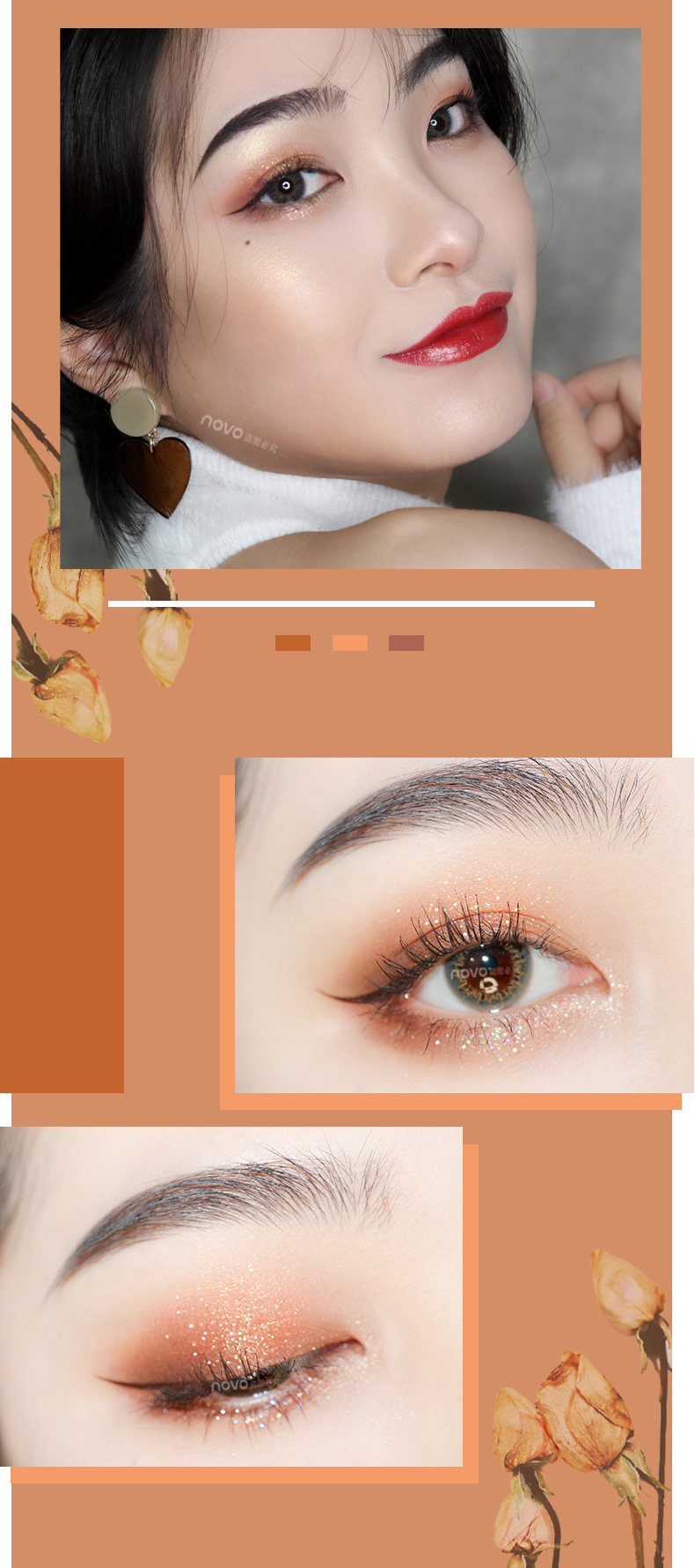 NOVO Matte Pearlescent Eyeshadow Palette 9 Color High Pigmented Eye Shadow Makeup Powder Waterproof Durable Eye Makeup TSLM1