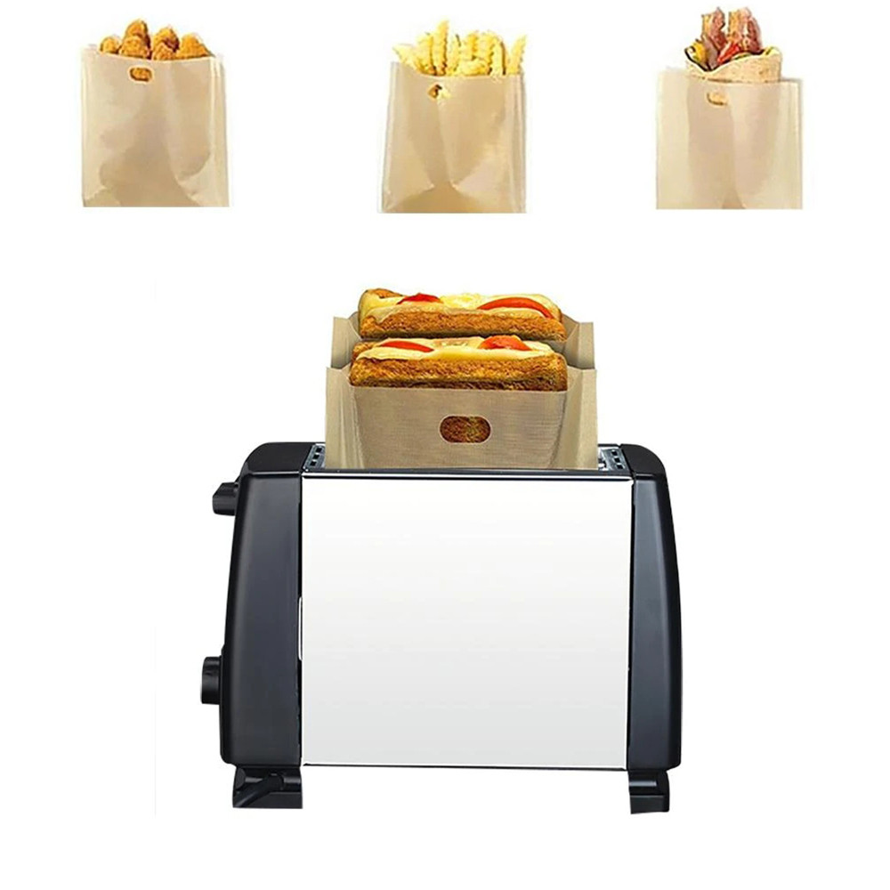 6PCS Reusable Toaster Bag Bread Sandwich Toast Bags Non-stick for Grilled Cheese Sandwiches Food Bags Microwave Heating Baking