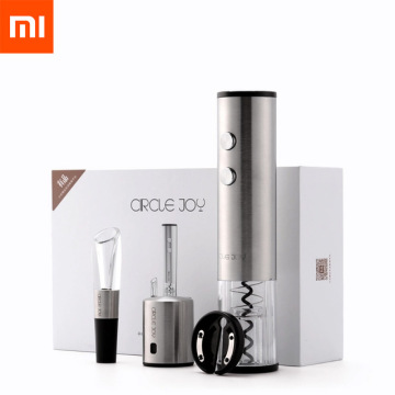 XIAOMI MIJIA Circle Joy Automatic Red Wine Bottle Opener Round Wine Stopper Decanter Stainless Steel Electric Corkscrew Gift