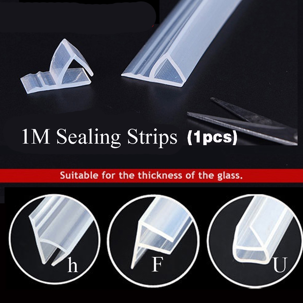 1M 6-12mm F U h Shape Glass Door Sealing Strips Silicone Rubber For Bathroom Screen Window Glass Door Weatherstrip