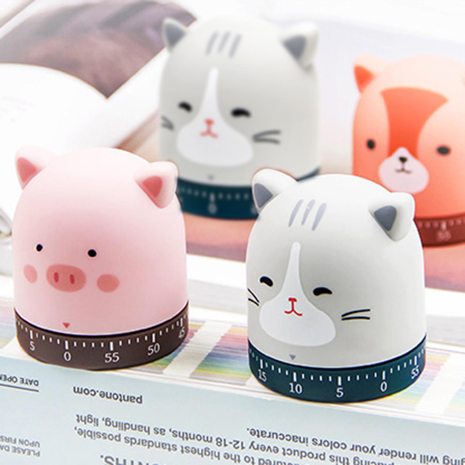 Cartoon Piggy/Cat/Fox Cooking Kitchen Timer Countdown Mechanical Alarm Clock for Home Cooking Baking Frying Kitchen Tools