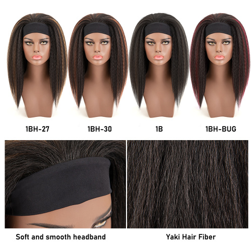 Kinky Straight Synthetic Hair Wigs with Headband Attached Supplier, Supply Various Kinky Straight Synthetic Hair Wigs with Headband Attached of High Quality