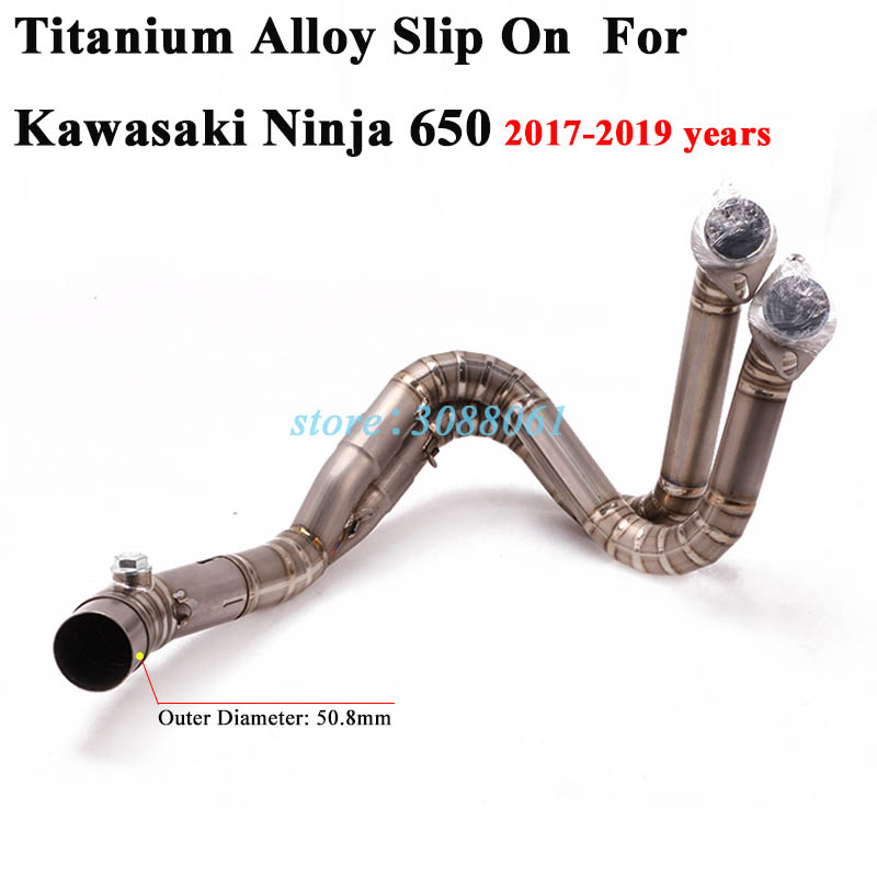 Slip On For Kawasaki Ninja 650 Versys 650 ER6N ER6F 2012 - 2019 Motorcycle Exhaust Titanium Alloy Modified Front Link Pipe 51mm