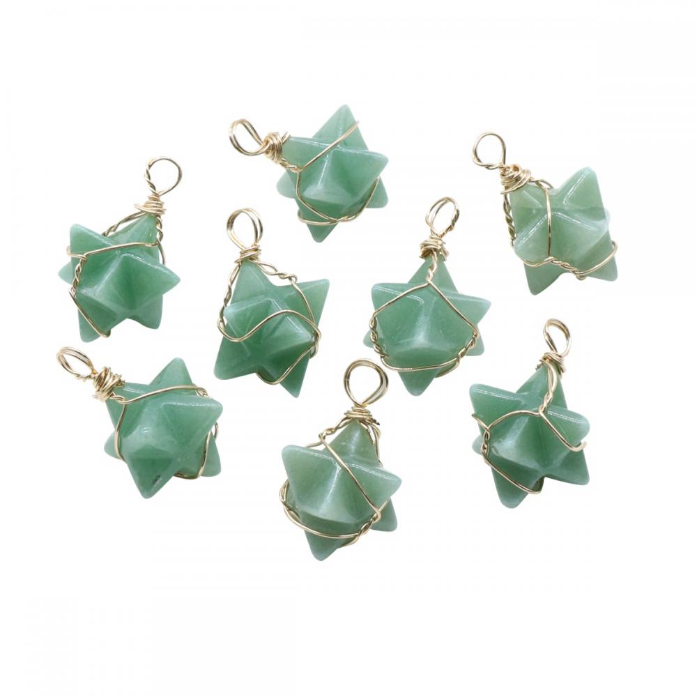 Green Aventurine Merkaba Star Pendants for Necklace Jewelry