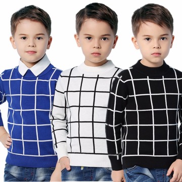 Blue Casual Plaid Toddler Boys Sweaters Pullovers Black Cotton Crochet Clothing For Children's Green Spring Kids Knitwear Autumn