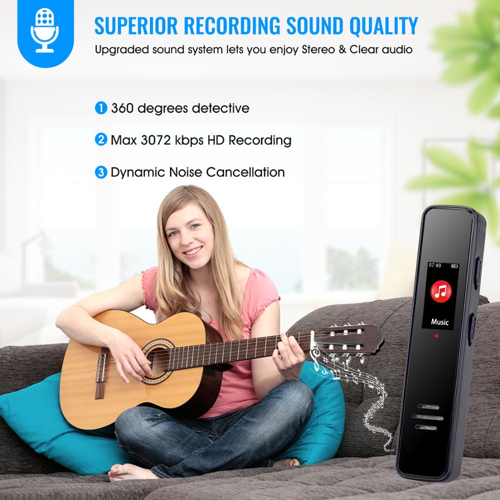 Professional Voice Activated Digital Voice Recorder USB 8GB 16GBLossless Mp3 Player Password Protection Timer Record For Note