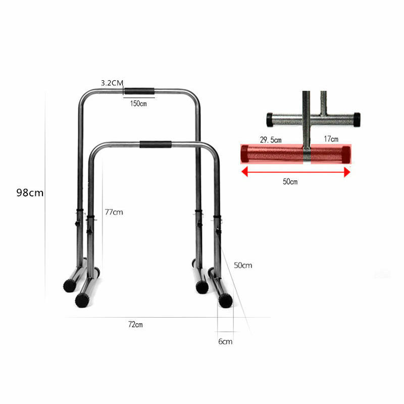 Multi-functional Fitness Station Stabilizer Dip Stands, 4 Grade Adjust Height Parallel Bars, Max User Weight 440LBS/200KG