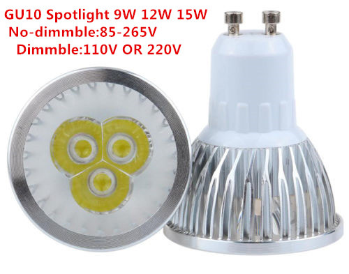 10X High quality LED GU10 9W 12W 15W LED lamp LED bulb Dimmable 110V 220V Warm/Pure/Cold White BULB 60 Beam Angle LIGHTING