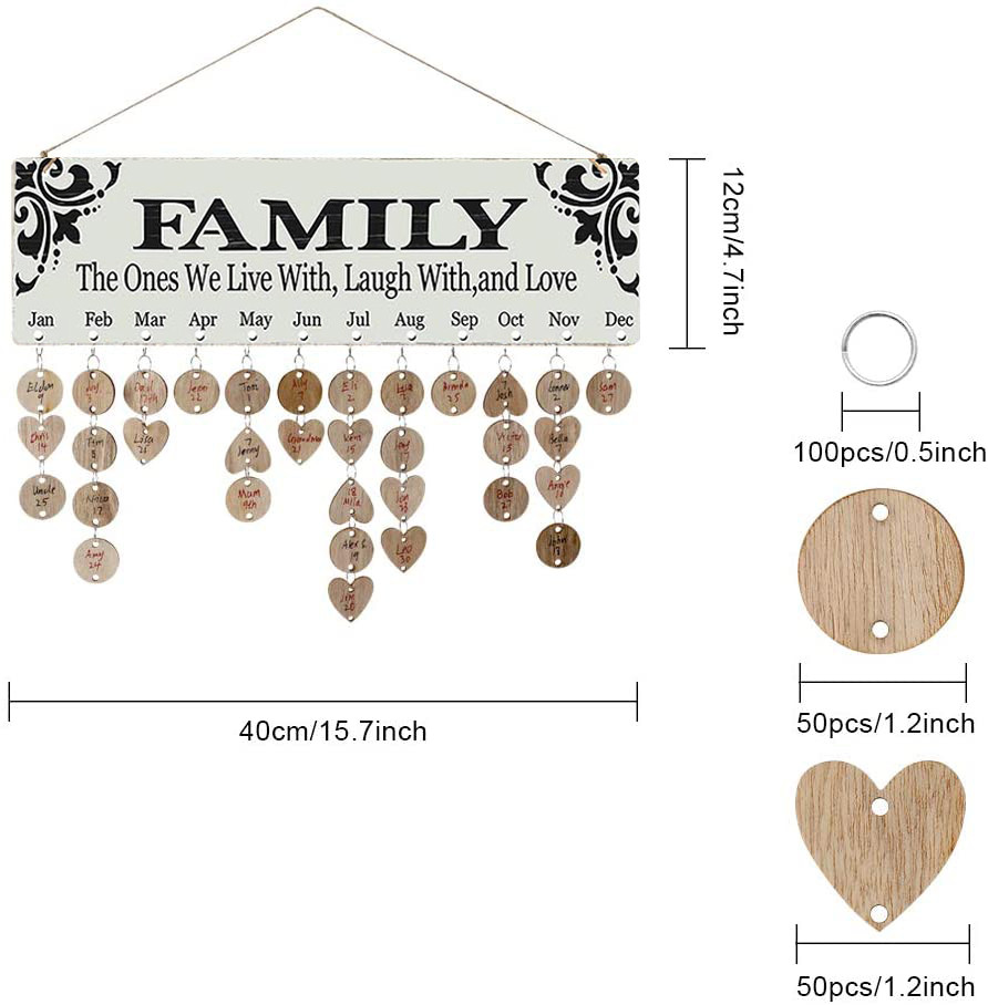 Family And Gift Wooden Birthday Reminder Calendar Birthday Tracker Wall Hanging Plaque Board Sign Diy Home Decoration Gifts