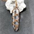 Natural White Amethyst Quartz Crystal Column Pendant Healing Stone Reiki Hangings Craft With Weave Rope