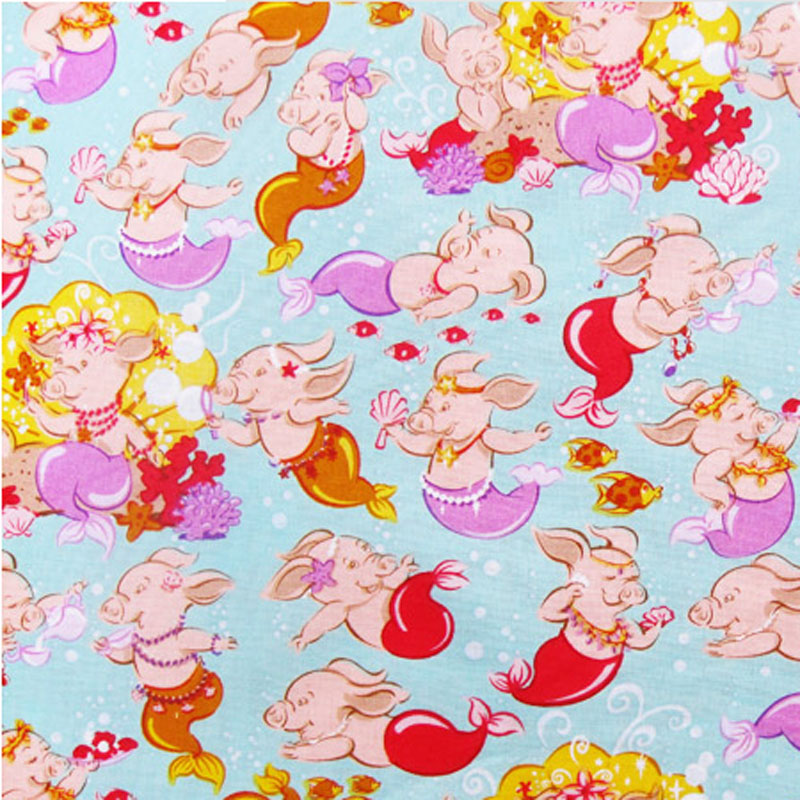Wide 140cm Lovely Pig Fish Fabric Cotton Fabric Plain Children Cotton Fabric Pig Fish Printed Sewing Patchwork DIY Baby Clothing
