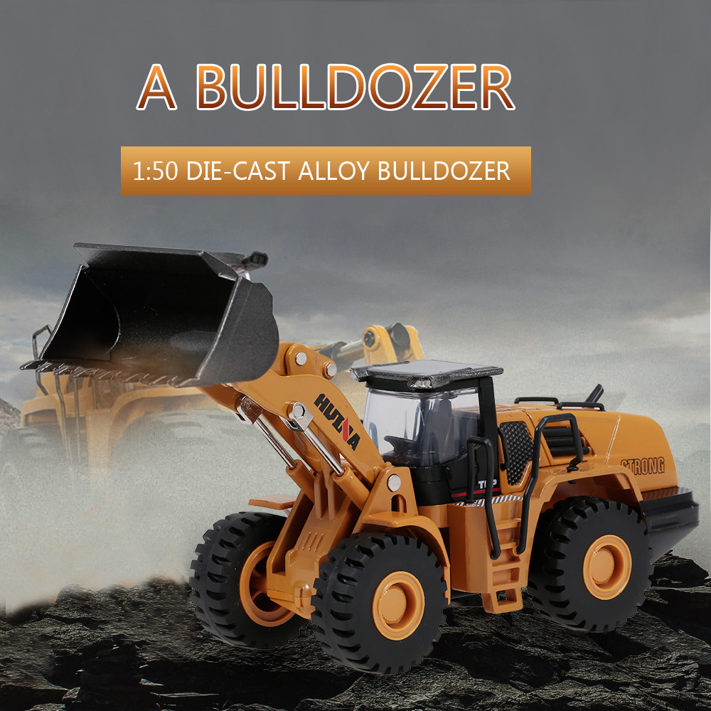 1714 1:50 HUINA Die-Cast Alloy Bulldozer Engineering Truck Static Model Construction Vehicle Educational Toys for Children Kids