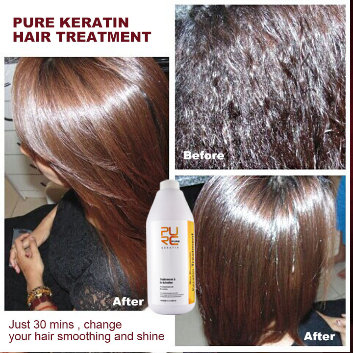 PURC Straightening Hair Product Brazilian Keratin Free Formaldehyde and 100ml Purifying Shampoo Repair and Straighten Hair Care
