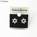 V Attract Vintage Star of David Stud Earrings for Women Gold Jewish Men Jewelry Stainless Steel Boucles D'oreilles Mujer