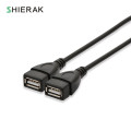 SHIERAK 1 PC 0.3M 1 Male And 2 Female USB Power Extension Cords 1Divide Into 2 USB Charging Cable