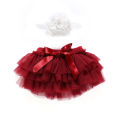 2019 Brand New Infant Baby Girl Skirt Headband 2PCS Layer Ballet Dance Solid Lace Bowknot Tulle Chiffon Skirt Photo Props 0-24M