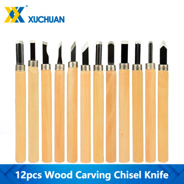 Wood Carving Chisel Knife Set 12pcs For Basic Detailed Carving Woodworkers Gouges Hand Tool Woodworking Engraving Cutter