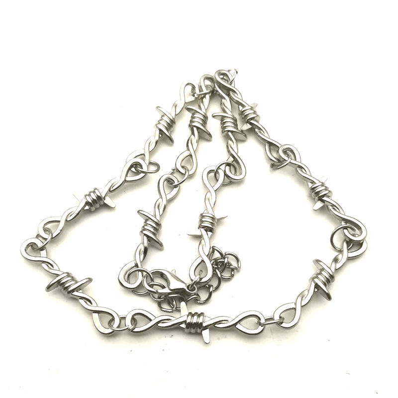 New Style Small Barbed Wire Collar Necklace Ladies Hip Hop Punk Gothic Barbed Wire Collar Gift Small Barbed Chain Collar Gift
