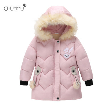 Winter Jacket For Girls Coat Cute Rabbit Baby Girls Jacket Kids Warm Hooded Outerwear Coat For Girls Clothes Children Jacket