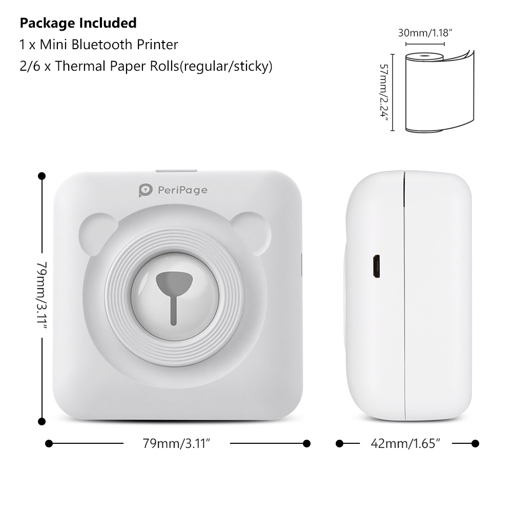 Mini Bluetooth Wireless Thermal Printer Sticker Paper Kit Photo Label Printing Portable Label Sticker Photo Thermal Printer