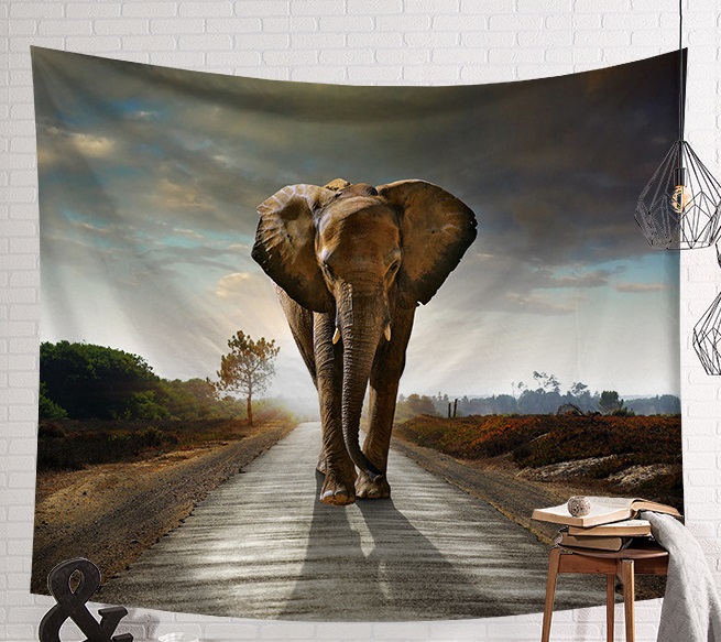 CAMMITEVER Wild Animals Lion Giraffe Elephant Tapestry Wall Hanging Decor Animal Printed Carpet Home Decor Hang Home Art