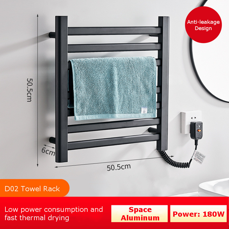 Intelligent Thermostatic Electric Heating Towel Rack Shelf Space Aluminum Heating Household Towel Drying Racks Rail Towel Warmer