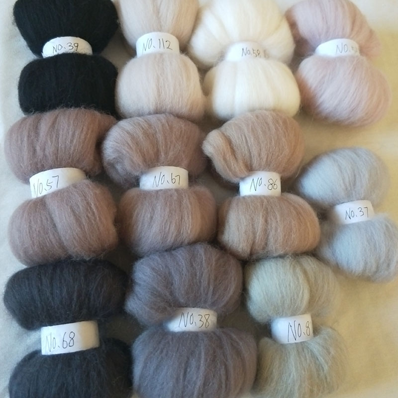 WFPFBEC 55g FELT for wool fiber combed 100% wool merino roving wool for needle felting 5g/bag 11colors