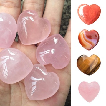 Gemstones Natural Rose Quartz Crystals Love Puffy Beautiful Heart Shaped Stone Love Healing Crystal Gemstone 2020 Products