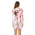 Ladies Halloween Party Horror Costumes Bloody Nurse Zombie Dress Cosplay Sexy Ladies Round Neck Long Sleeve Pack Hip Dress