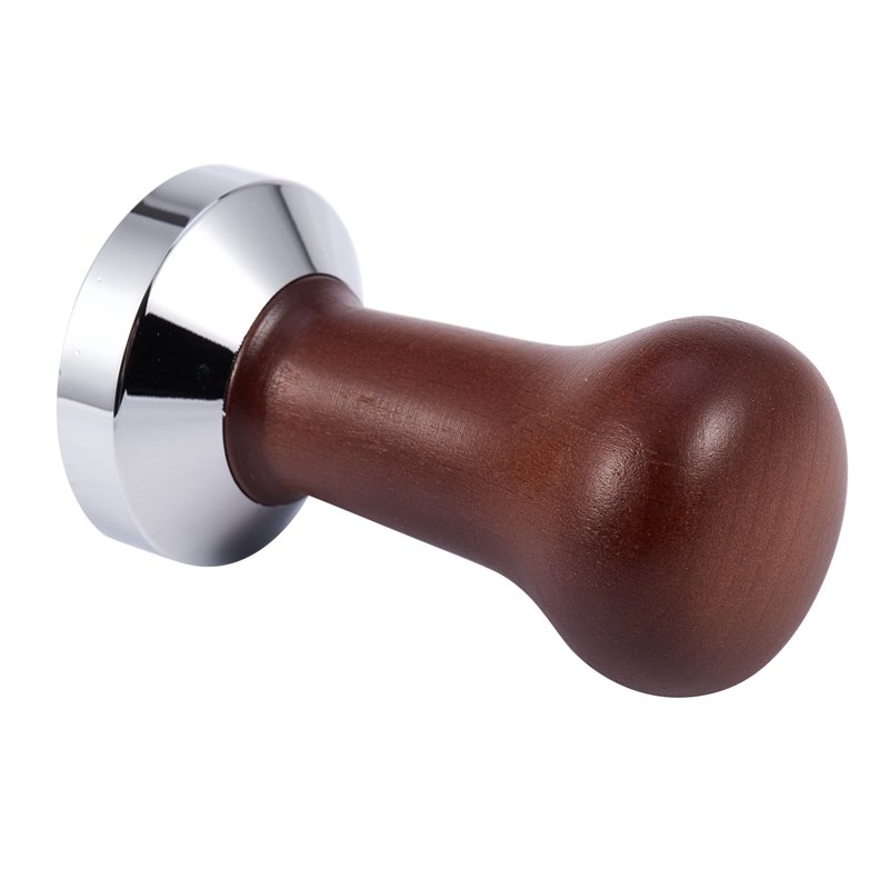 Coffee Tamper Wooden Handle Barista Espresso Machine Grinder 51mm for Coffee and Espresso Powder Hammer Coffee Color