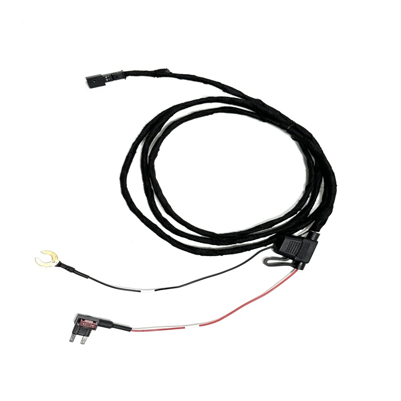 Automotive Fuse Tap Power Wiring Harness with Fork Terminal & BMW 2P Male Connector 1700mm