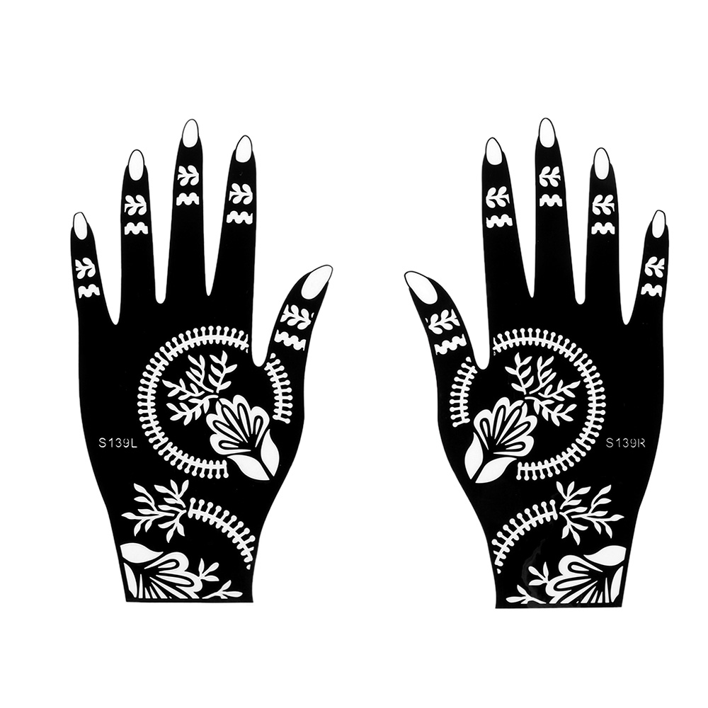 1 Pairs Henna Tattoo Stencil Temporary Hand Tattoo Body Art Sticker Template Indian Wedding Painting Henna Kit Tool Random Style