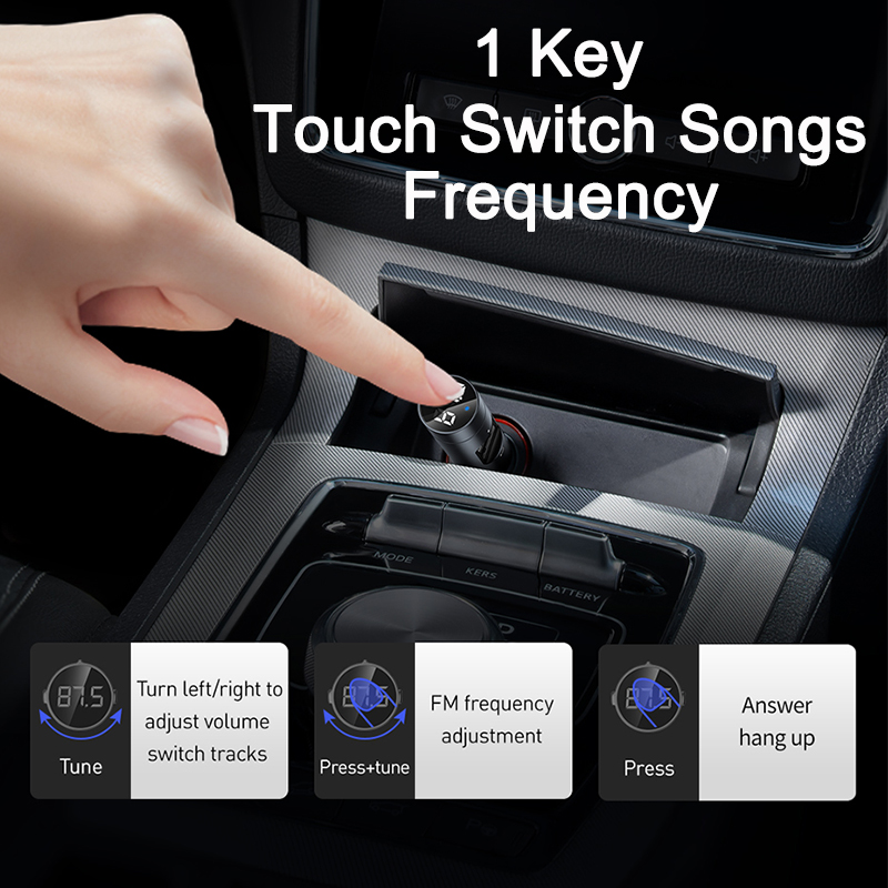 Baseus Car FM Transmitter Modulator Bluetooth 5.0 Car Kit With 3.1A Dual USB Charger Auto Audio MP3 Player Car FM Transmiter