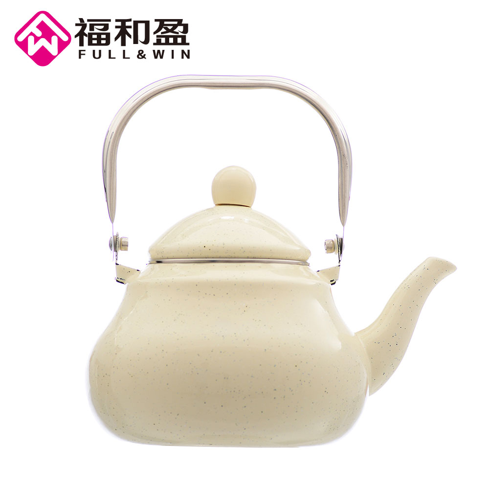 2.5L Ivory tint Enamel Pot Traditional Steel Handle Pear shaped pot Thickened Water Kettle Electromagnetic Furnace Gas Pot