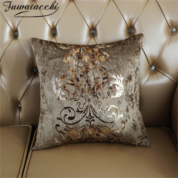 Fuwatacchi Euporean Style Cushion Cover Black Gold Foil Pillow Cover Deer Leaf for Home Chair Sofa Decorative Pillows 45*45cm